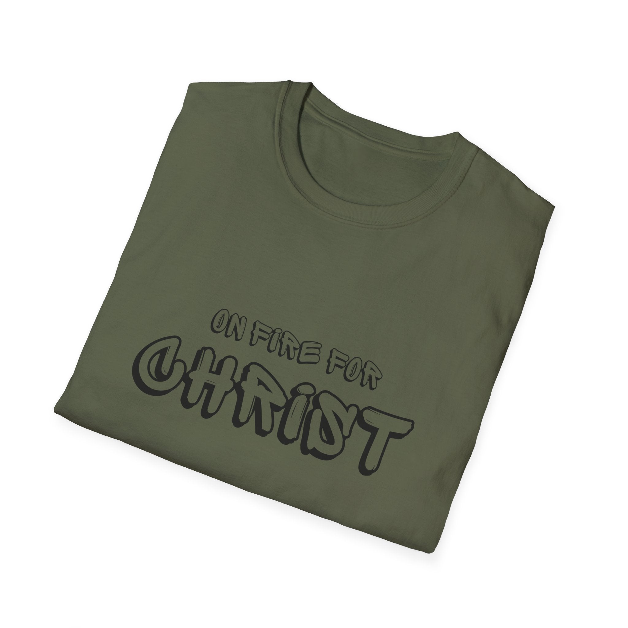 Christian Graphic T‑Shirt — "On Fire for Christ" Faith Tee